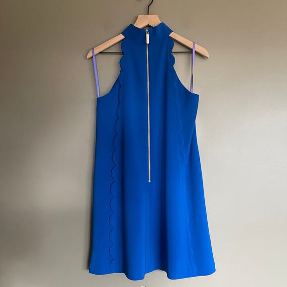 Ted Baker Torrii Dress Blue Size 6 Halterneck Scalloped Cute Chic High Neck Sexy - Picture 10 of 16